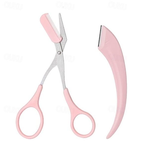 2Pack Eyebrow Shaping Tool Set Eyebrow Trimmer Scissors with Mini Comb Auxiliary Eyebrow Comb Scissors Eyebrow Trimmers Kit Eyebrow Trimming Tool for