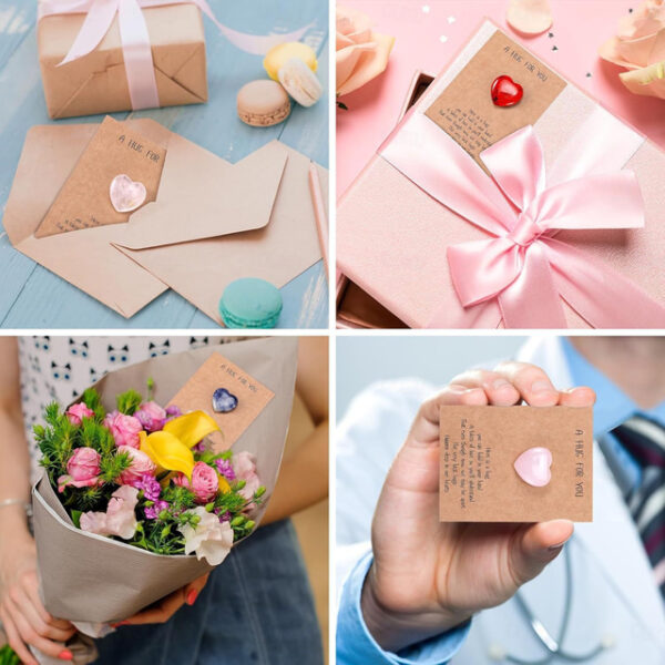 40pcs Cards Pocket Hug Token Bulk Hug Cards with Heart Shape Natural Stones Greeting Cards Keepsake Exchange Card Relationship Gift for Colleagues Fam