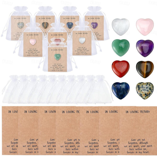 40pcs Cards Pocket Hug Token Bulk Hug Cards with Heart Shape Natural Stones Greeting Cards Keepsake Exchange Card Relationship Gift for Colleagues Fam