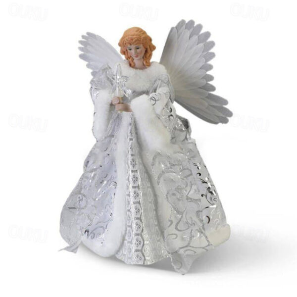 Christmas Tree Angel Topper LED Angel Christmas Tree Peak White Fairies Angel Christmas Tree Decoration with Light, Fairy Tree Crown Pendant for Festi