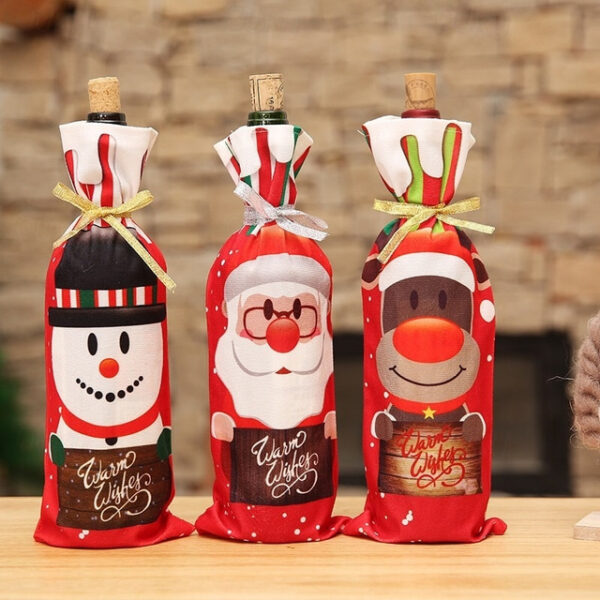 Christmas Wine Bottle Cover Drill Merry Xmas Drawstring Bag New Year Table Decoration 2025 - US $5.49