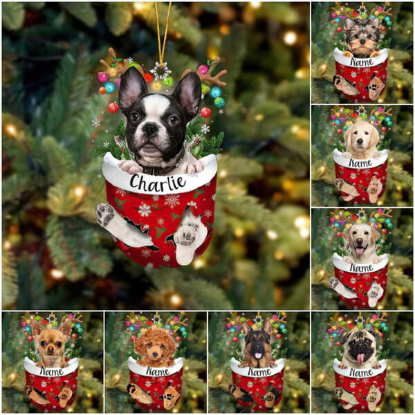 Dog Christmas Ornament,Acrylic 2D Flat Printed Keychain, Optional Acrylic Ornament and Car Rear View Mirror Accessories Memorial Gifts Pack 2025 - US