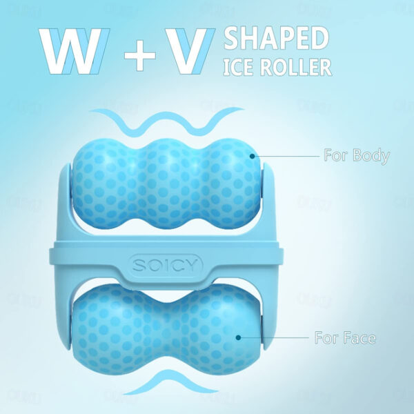 Original W&V Shaped Ice Roller For Face & Body Multi-function Ice Compress Roller Puffiness Redness Pain Reliever Wrinkles Prevent Skin Tightening Fai