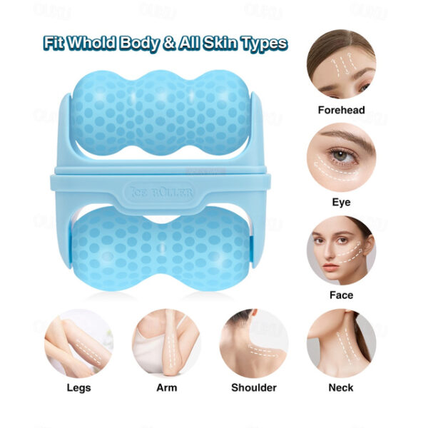 Original W&V Shaped Ice Roller For Face & Body Multi-function Ice Compress Roller Puffiness Redness Pain Reliever Wrinkles Prevent Skin Tightening Fai