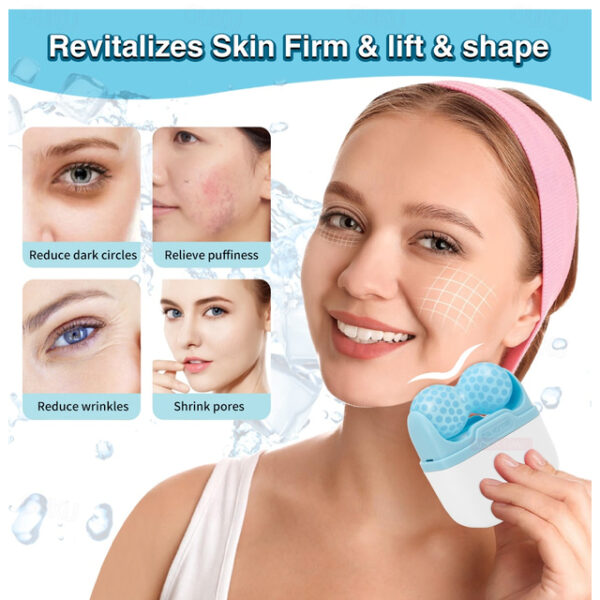 Original W&V Shaped Ice Roller For Face & Body Multi-function Ice Compress Roller Puffiness Redness Pain Reliever Wrinkles Prevent Skin Tightening Fai