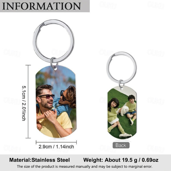 Personalized Graduation Gift Keychain Double-Sided Photo Keychain Custom Wedding Gift for Couple Stainless Steel Pendant Ornament Gift for Boyfriend
