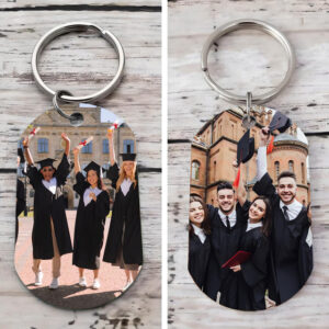 Personalized Graduation Gift Keychain Double-Sided Photo Keychain Custom Wedding Gift for Couple Stainless Steel Pendant Ornament Gift for Boyfriend