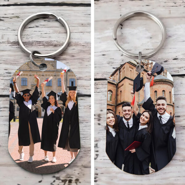 Personalized Graduation Gift Keychain Double-Sided Photo Keychain Custom Wedding Gift for Couple Stainless Steel Pendant Ornament Gift for Boyfriend