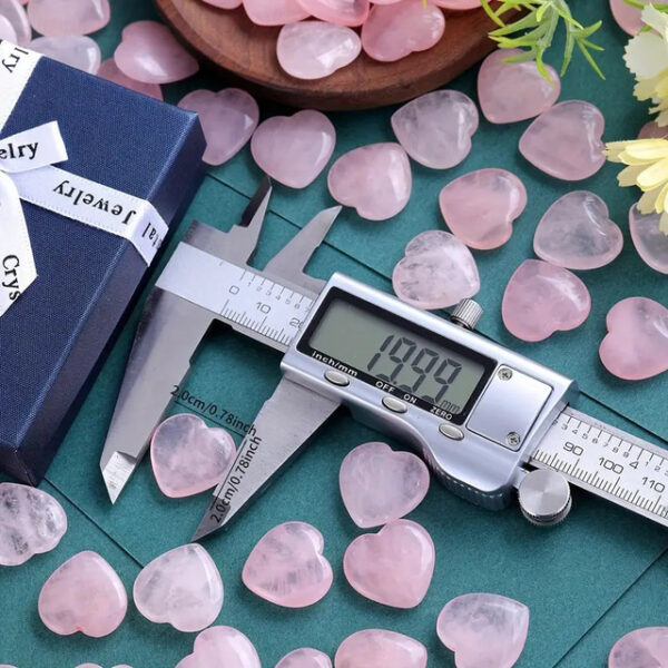 Valentine's Day Heart-Shaped Stone Gift Box, 2cm Rose Quartz Heart Stone, Natural Peach Rose Quartz, Heart-Shaped Crystal Stone in Gift Box, Romantic