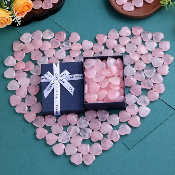 Valentine's Day Heart-Shaped Stone Gift Box, 2cm Rose Quartz Heart Stone, Natural Peach Rose Quartz, Heart-Shaped Crystal Stone in Gift Box, Romantic