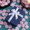 Valentine's Day Heart-Shaped Stone Gift Box, 2cm Rose Quartz Heart Stone, Natural Peach Rose Quartz, Heart-Shaped Crystal Stone in Gift Box, Romantic