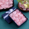 Valentine's Day Heart-Shaped Stone Gift Box, 2cm Rose Quartz Heart Stone, Natural Peach Rose Quartz, Heart-Shaped Crystal Stone in Gift Box, Romantic