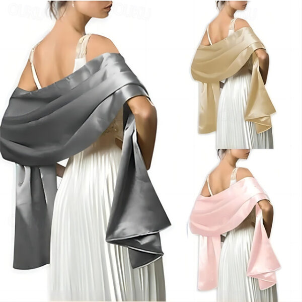 Wedding Bridal Satin Chiffon Evening Scarve for Women Silky Solid Color Shawl Wraps Stole For Weddings Bridal Bridesmaids Proms Parties 2025 - US $12.
