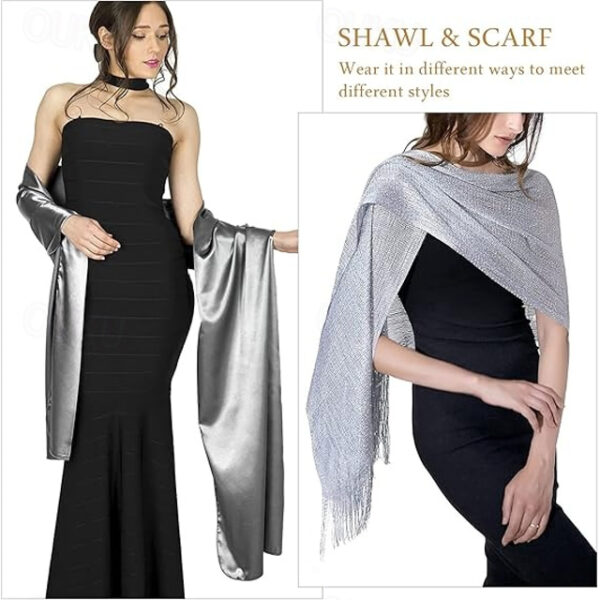 Wedding Bridal Satin Chiffon Evening Scarve for Women Silky Solid Color Shawl Wraps Stole For Weddings Bridal Bridesmaids Proms Parties 2025 - US $12.