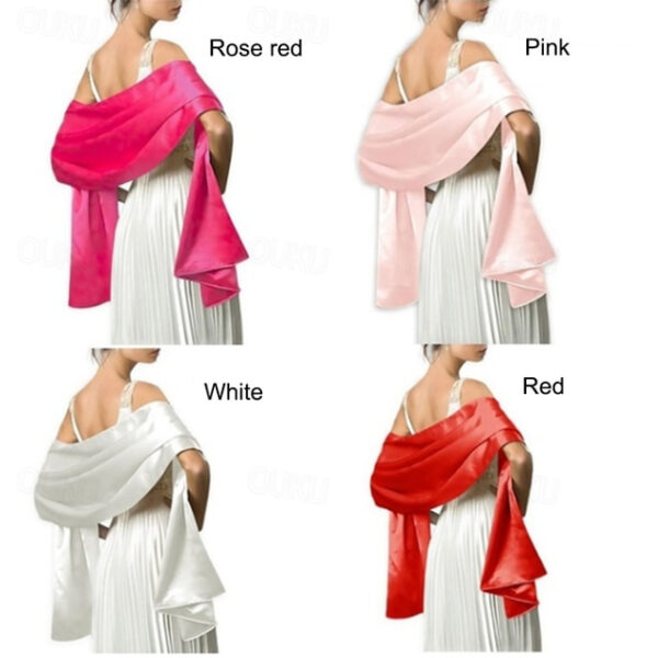 Wedding Bridal Satin Chiffon Evening Scarve for Women Silky Solid Color Shawl Wraps Stole For Weddings Bridal Bridesmaids Proms Parties 2025 - US $12.