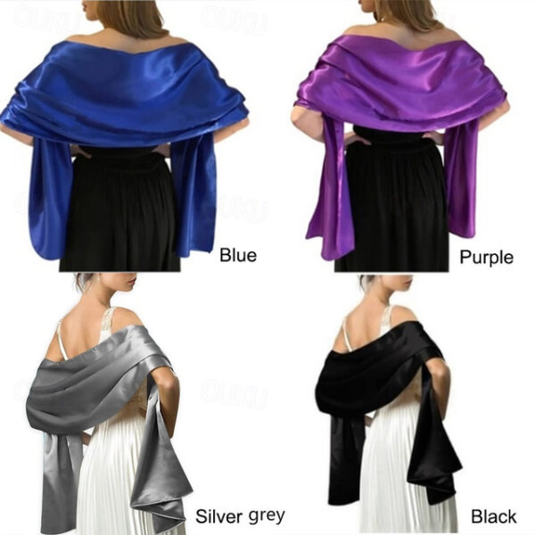 Wedding Bridal Satin Chiffon Evening Scarve for Women Silky Solid Color Shawl Wraps Stole For Weddings Bridal Bridesmaids Proms Parties 2025 - US $12.
