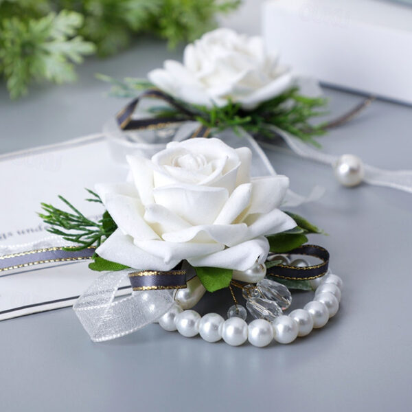 Wedding Wrist Flower with Simulation Roses, Bride and Groom Corsage Brooch, Bridesmaid Wrist Corsage, Groomsmen Boutonniere, Perfect Accessories for B