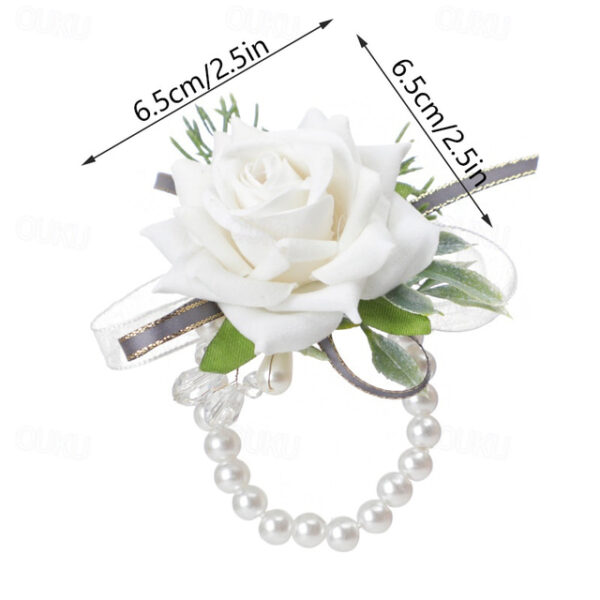 Wedding Wrist Flower with Simulation Roses, Bride and Groom Corsage Brooch, Bridesmaid Wrist Corsage, Groomsmen Boutonniere, Perfect Accessories for B